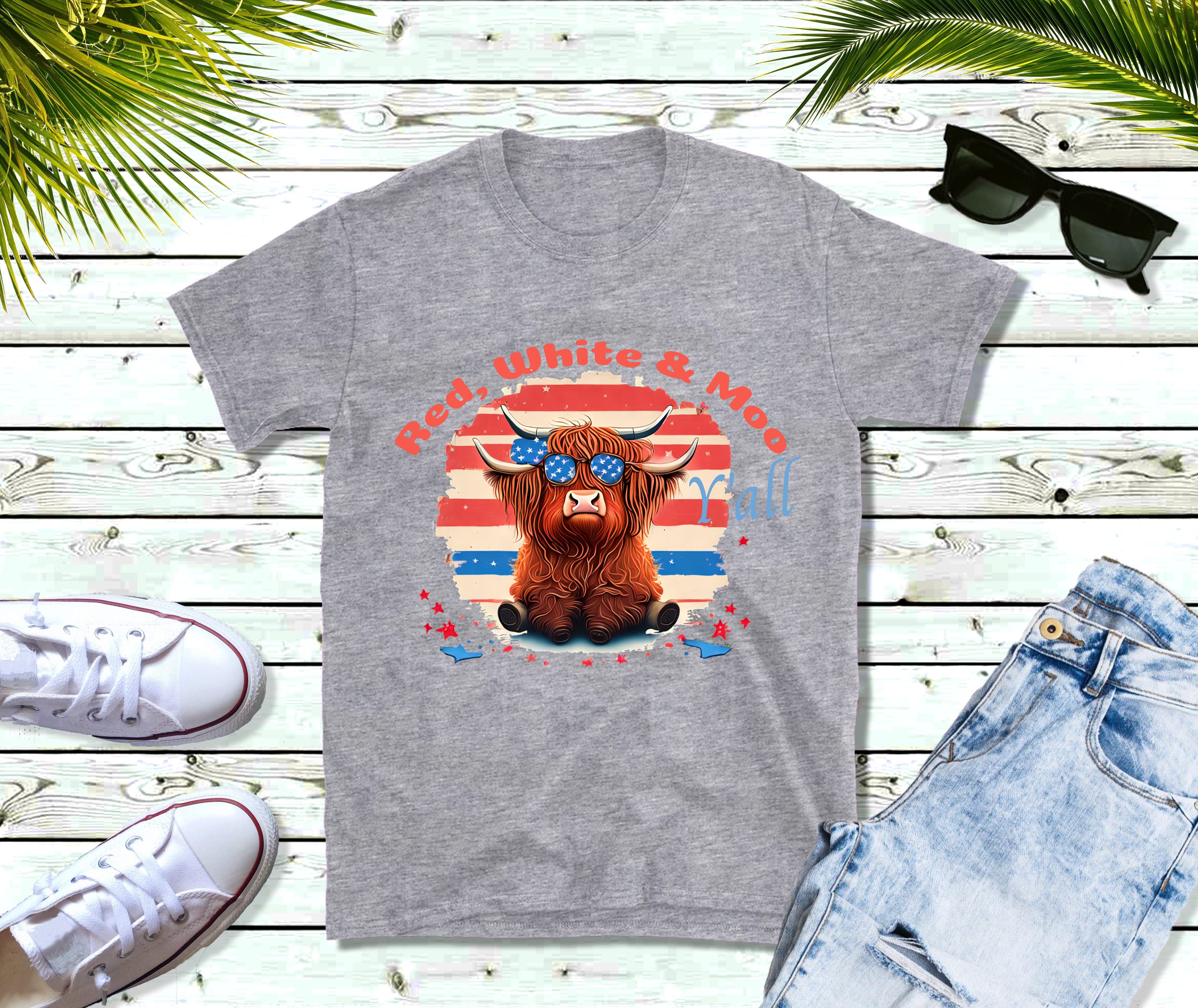 Red, White and Moo T-shirt