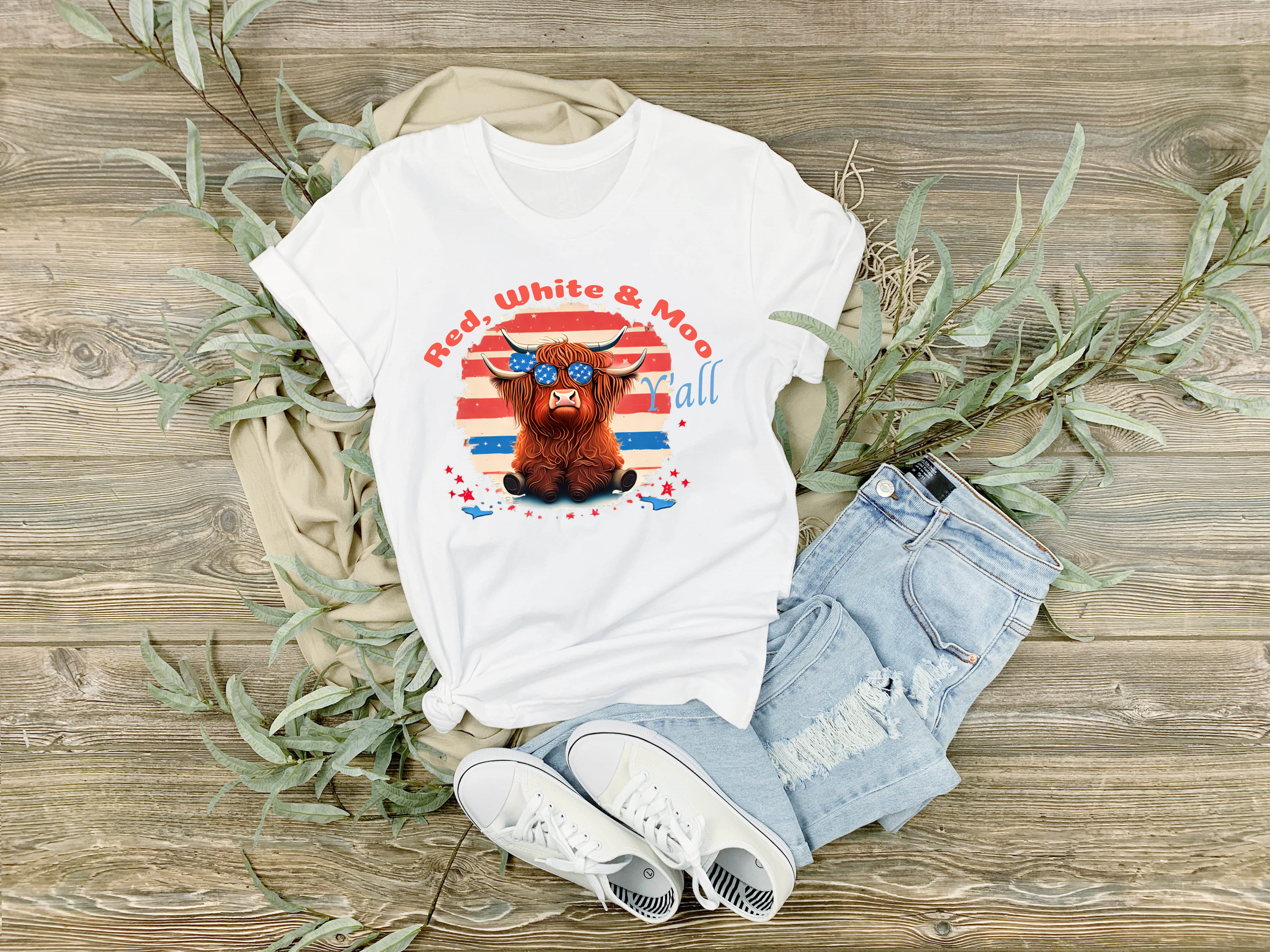 Red, White and Moo T-shirt