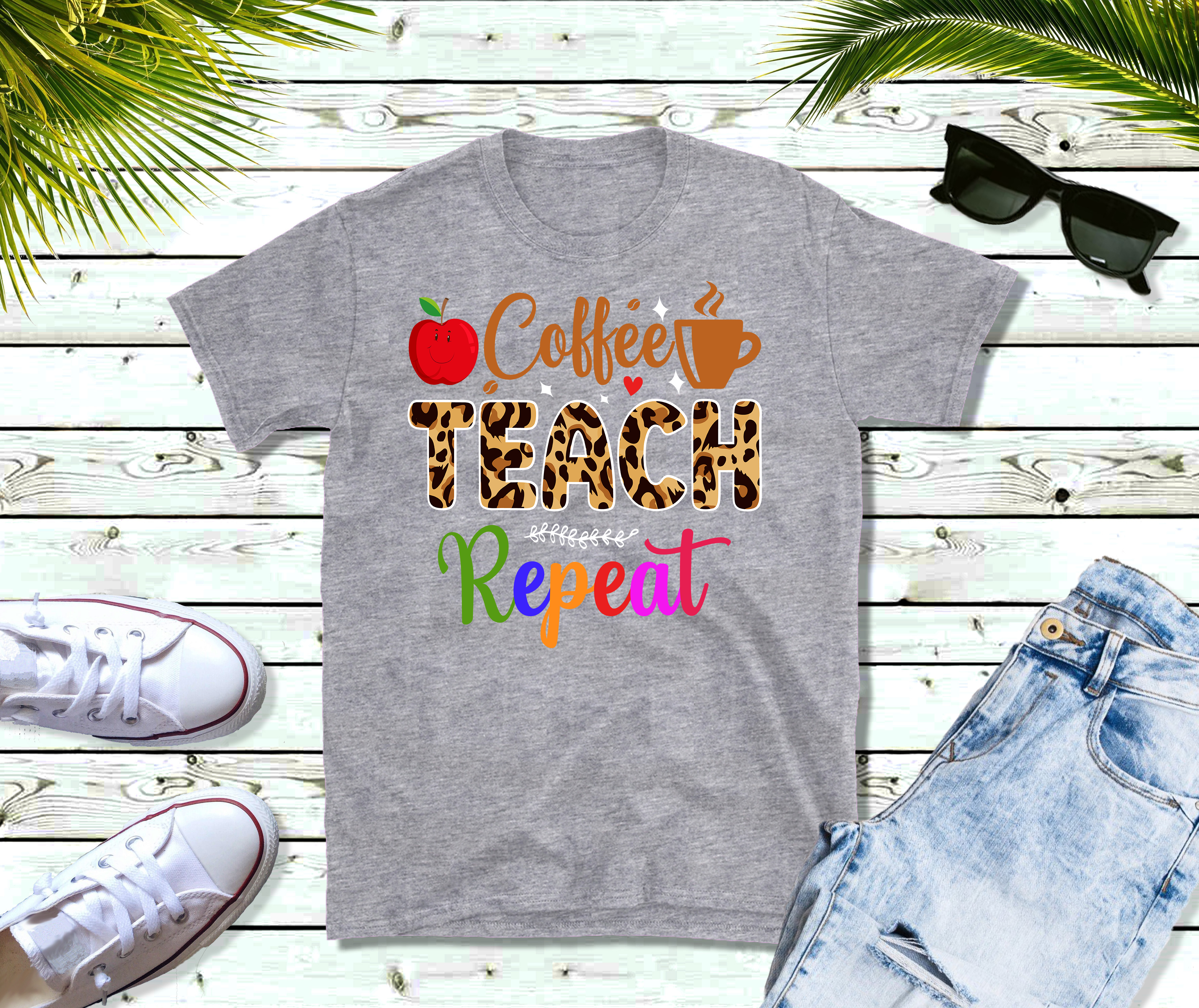 Coffee, Teach, Repeat T-shirt